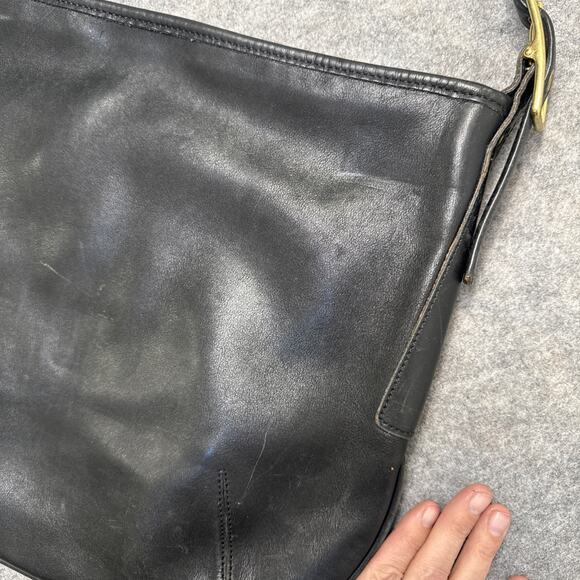 Vintage Genuine Coach 9213 Black Leather Shoulder BAG Medium Hobo - Picture 3 of 12